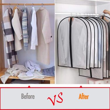 Підвісні сумки для одягу, 12 шт., дихаючі чохли для костюмних сумок із застібкою-блискавкою, сумки для одягу з PEVA, водонепроникні сумки для одягу, сумки для пальто, водонепроникні сумки для суконь, для зберігання в гардеробі та подорожей, чохли для паль