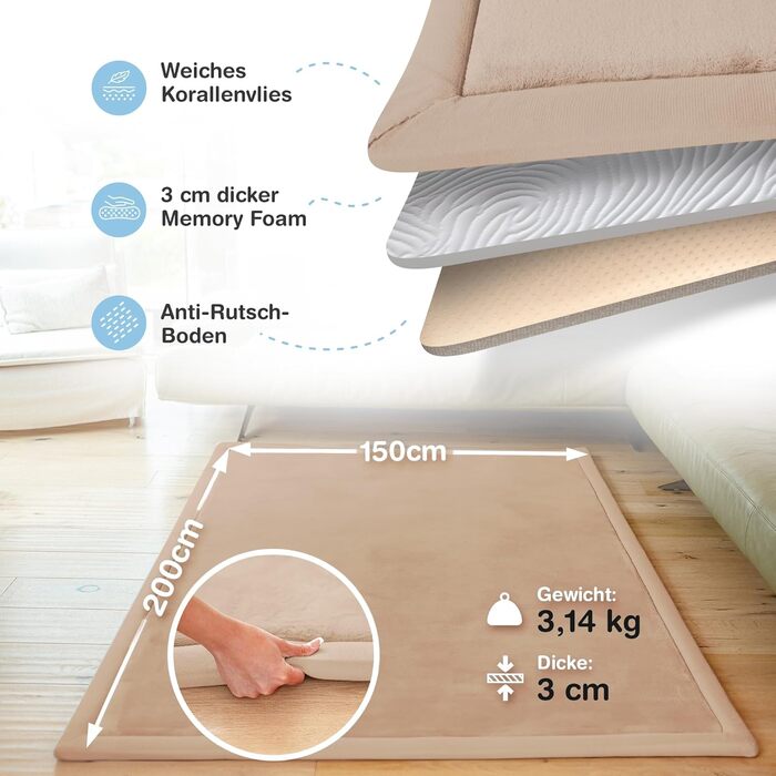 Килимок для повзання дитячий надзвичайно м'який ігровий килимок товщиною 3 см високоякісна піна з пам'яттю килимок для повзання 15