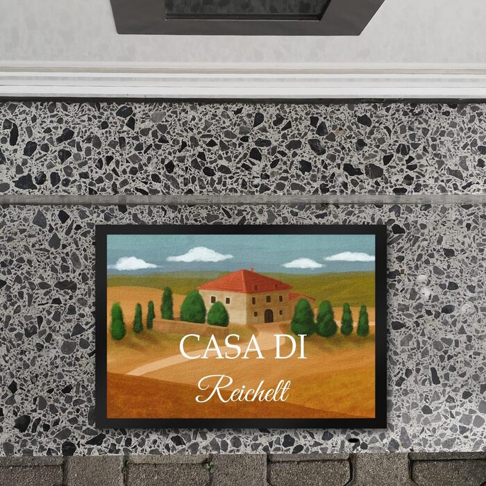 Килимок для дверей Casa Di Toskana - персоналізований з вашим прізвищем - для будинків відпочинку в Італії, літніх канікул, літнього декору, італійської атмосфери, Флоренції, Сієни, подорожей, Європи, лавандових полів