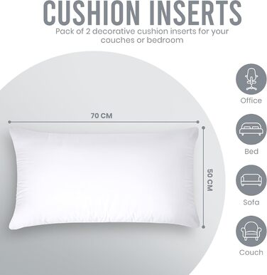 Комплект постільної білизни Utopia з 2 предметів, наповнювач для подушок 50 x 70 см, внутрішні подушки для подушок для голови та диванних подушок (білий)