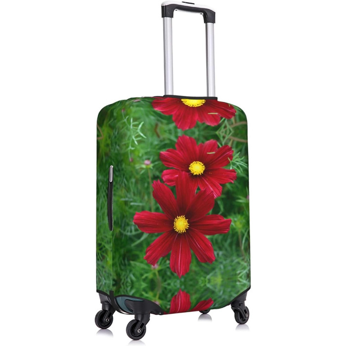 Чохол для багажу Червона троянда з принтом, еластичний захист від подряпин та пилу для валіз, чорний, розмір 80