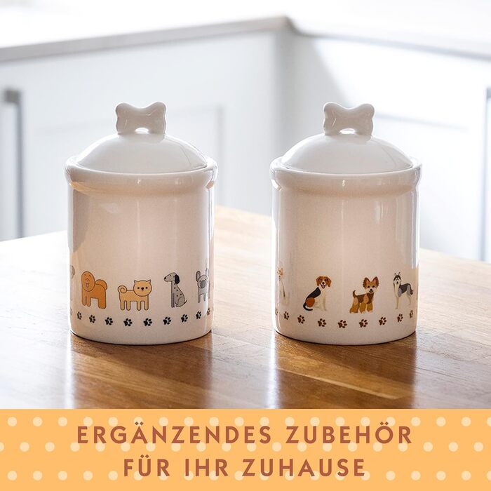 Керамічна банка для зберігання Spotted Dog Gift Company, керамічна банка з кришкою, контейнер для зберігання, банка з мотивом собаки, декор для кухні з собакою, кухонний аксесуар та подарунок для власників собак