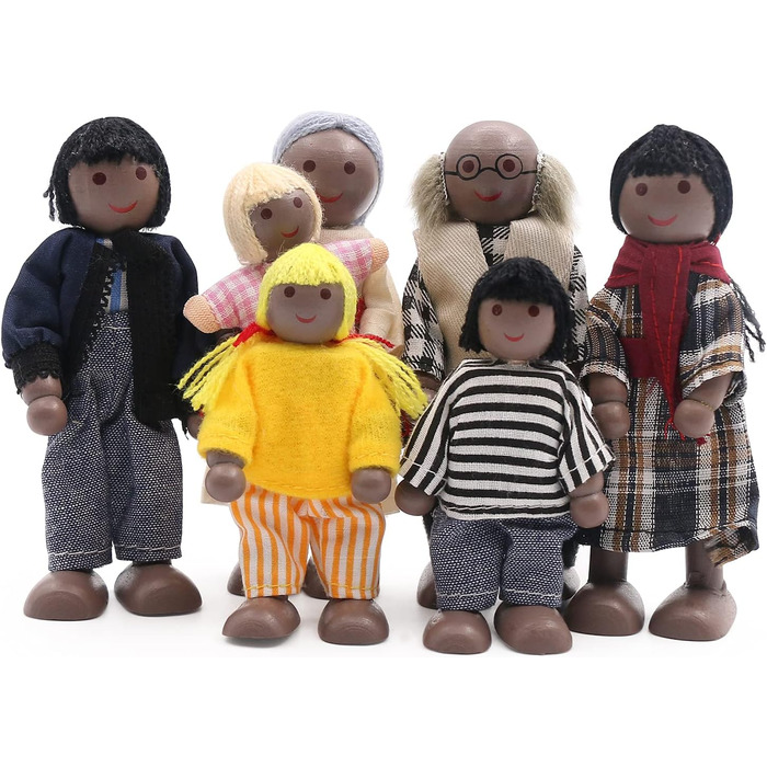 Ігровий набір із 8 дерев&39яних сімейних ляльок SumDirect, дерев&39яні ляльки для сім&39ї ляльок, дитяча іграшка для лялькового будиночка (стиль 4)