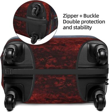 Чохол для валізи Червоне листя, камяний мох - еластичний захист від подряпин та пилу, чорний, розмір 85