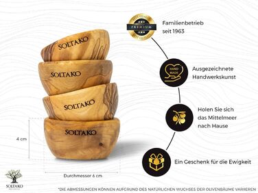 Високоякісні міні-миски для занурення з ексклюзивного оливкового дерева - соусниці - маленька середземноморська миска для оливок і