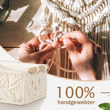 Набір кошиків для зберігання речей у ванній кімнаті ANZOME з 3 предметів у стилі бохо - плетені кошики макраме з дерев&39яними ручками та тканинною основою - декоративний органайзер для туалетного паперу, пеленального столика та рушників для гостей, колір