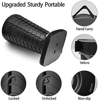 Портативний складаний стілець, телескопічний стілець, складний кемпінговий стілець для кемпінгу на свіжому повітрі, риболовлі, барбекю, використання в приміщенні, кухні, вантажопідйомність 220 кг, чорний