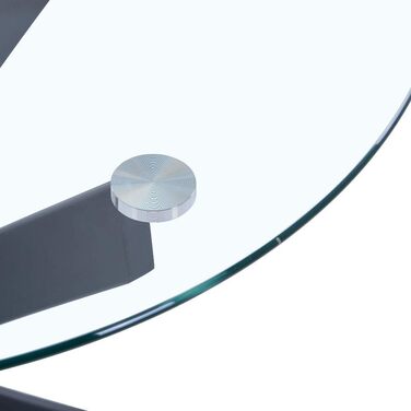 Круглий скляний обідній стіл GOLDFAN, сучасний кухонний стіл, дизайнерський скляний обідній стіл для їдальні та вітальні, 4-6 осіб, 90 см, чорний, 90x90x75 см