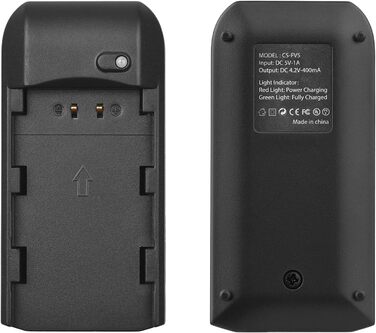 Зарядний пристрій Andoer NP-FV5 зі світлодіодним індикатором 2 акумулятори NP-FV5 Plus 3,7 В 1000 мАг з USB-кабелем для заряджання