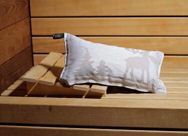 Подушка для сауни, Улюблена подушка, Дорожня подушка Дизайн Лось, бежевий/білий Розміри 40 x 22 см, Льон/Бавовна Не містить шкідливих речовин, сертифікована Oeko-Tex Standard 100 Зроблено у Фінляндії, 1