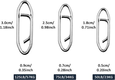 Застібки для швидкої риболовлі Застібки для зміни приманок для джиггінгу в морській воді Нержавіюча сталь 50 фунтів 75 фунтів 120 фунтів, 100 шт., Power Clips