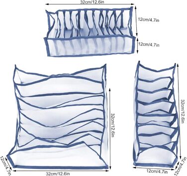 Складана коробка для зберігання білизни, органайзер для бюстгальтерів, роздільник для шкарпеток, чудовий комплект для шафи, легка, практична, для домашнього зберігання (сіра)