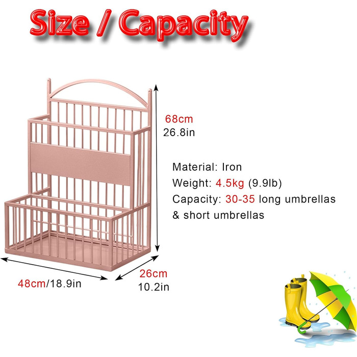 Велика бізнес-підставка для парасольок для довгих і складних парасольок, органайзер для парасольок лавка/аптека для передпокою, компактний органайзер (колір рожевий) рожевий One size