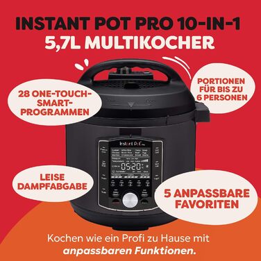 Мультиварка-скороварка Instant Pot Pro 10-в-1, 5,7 л, чорна