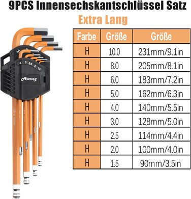 Набір шестигранних торцевих головок Awang 18 предметів Професійний набір шестигранних ключів CRV невеликий і компактний, набір шестигранних ключів 18 шт.