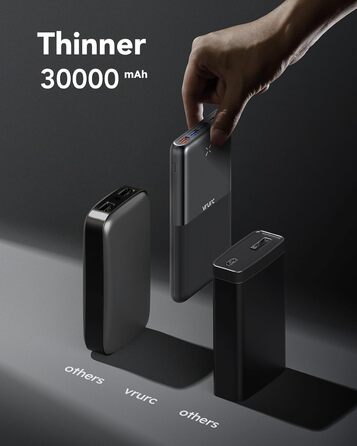 Powerbank VRURC 30000mAh, 22.5W? з 4 виходами і 3 входами, чорний