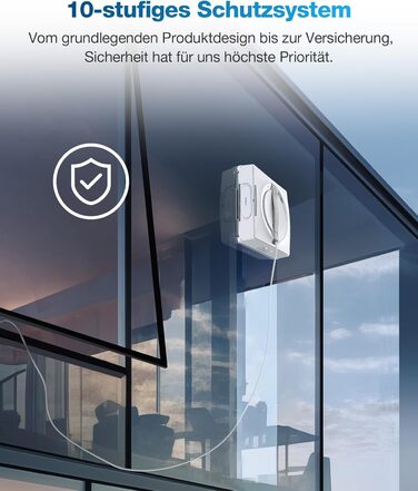 Робот для миття вікон ECOVACS WINBOT W2, режим очищення країв, розпилювач води з трьома соплами, 10-ступенева система захисту, упр