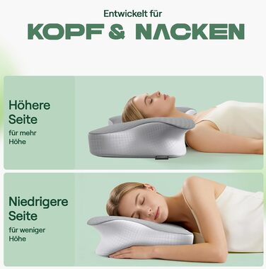 Подушка для зняття болю в шиї Spine Line - ергономічна подушка з піни з ефектом пам&39яті 2 висоти зі знімним та пральним чохлом, подушка проти хропіння
