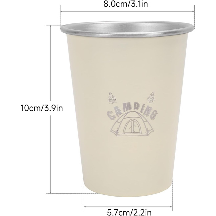 Дорожні кухлі з нержавіючої сталі (304), 350 мл, упаковка з 4 шт. , легкі кемпінгові кухлі для води, кавові кухлі для активного відпочинку, домашнє використання (бежевий)