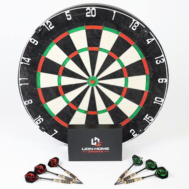 Мішень для дартсу з високоякісної сизалевої сталі З підвіскою та 6 дротиками, а також коробкою для зберігання Регульоване кільце з номером Діаметр 45 см Міцний матеріал для точних влучань