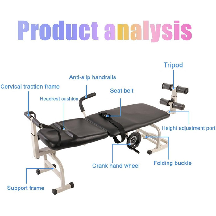 Тракційне масажне ліжко RIEONA, ліжко для розтяжки, пристрій для розтяжки тіла, відкидна лава для розтяжки спинки для поперекового відділу хребта, шийного відділу хребта, пристрій для розтяжки, масажне ліжко для шийного відділу хребта