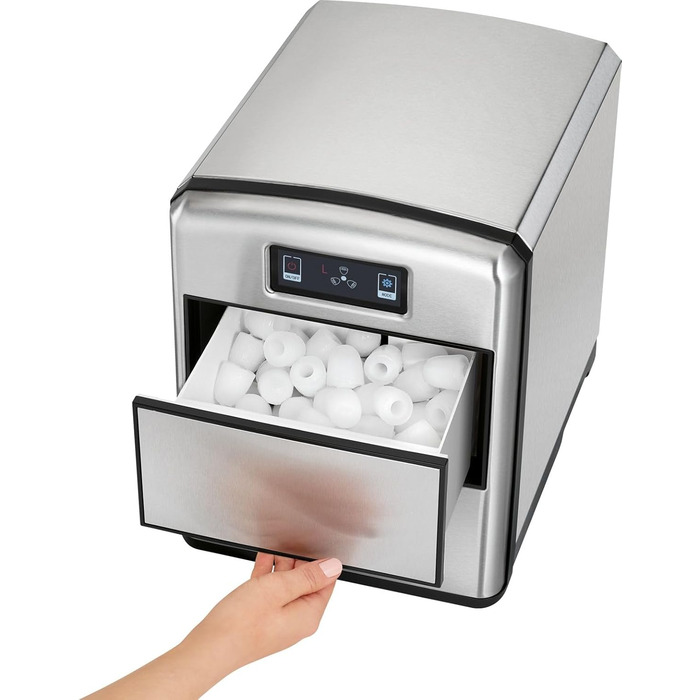 Льодогенератор ProfiCook Електрична машина для виробництва кубиків льоду за 10-15 кг/24 год Льодогенератор Сенсорне керування Резервуар для води 1,7 літра Кубики льоду за 10 хвилин 3 розміри кубиків льоду ПК EWB1187