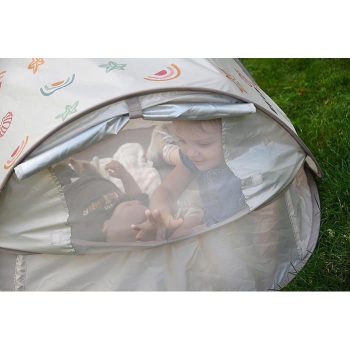 Пляжний намет, Дитячий намет 2 в 1 із захистом від ультрафіолету, 0-24 місяці, Максимальний захист від ультрафіолету UPF50, Фільтровані ультрафіолетові промені, Вентиляція 360, Москітна сітка, Місткий, Система розкладання, Сумка для перенесення, BreezyNes