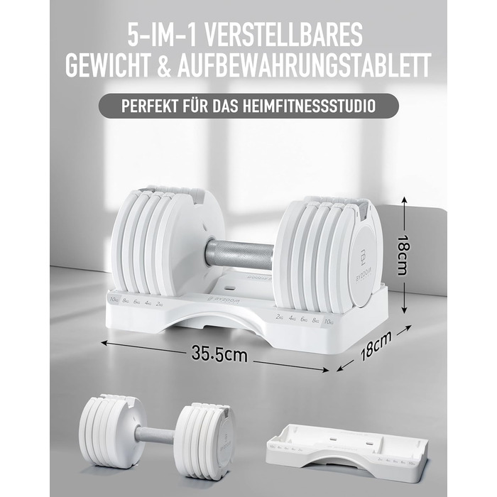 Регульована гантеля BYZOOM FITNESS 10 кг – 5-в-1
