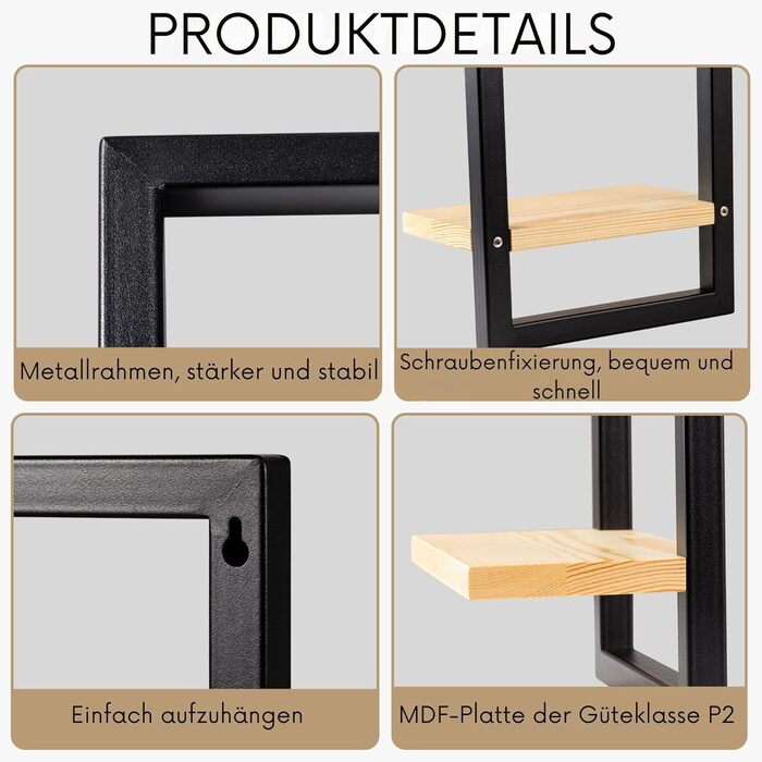 Комплект із 3 настінних полиць, плаваючі полиці для декору стіни, підвісні полиці для настінного зберігання, квадратна настінна книжкова полиця, дерев&39яна настінна полиця, підвісна полиця для спальні, вітальні, коричневий колір