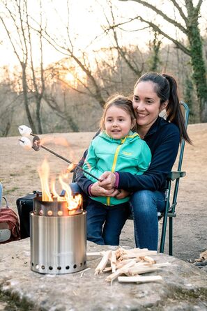Кемпінгова піч Solo Stove Campfire Портативна кемпінгова піч, для 4 осіб, нержавіюча сталь, потужна, ефективна на дровах з низьким димленням, 23,5 x 17,8 см, 1 кг