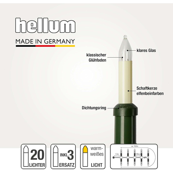 Свічник для ялинки 20 лампочок hellum