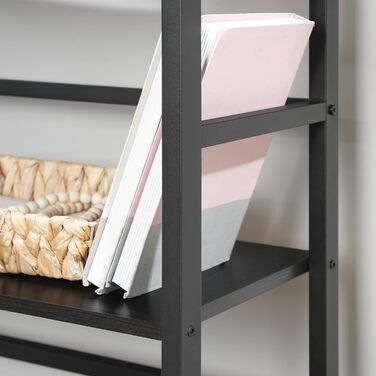 Полиця-драбина HOOBRO, окремостояча полиця, 3-рівнева книжкова полиця, поперечна конструкція, багатофункціональна полиця для зберігання, міцний металевий каркас, індустріальний стиль, для вітальні, спальні, кабінету EBB80CJ01G1 Чорна 40 x 30 x 81 см