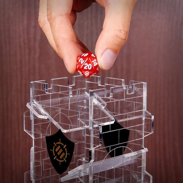 Лоток для кубиків ENHANCE Dice Tower для настільних рольових ігор - Дизайн вежі замку, портативний ролик для кубиків, кидання до 14 стандартних кубиків одночасно - Витравлений дизайн ідеально підходить для ігрових вечорів