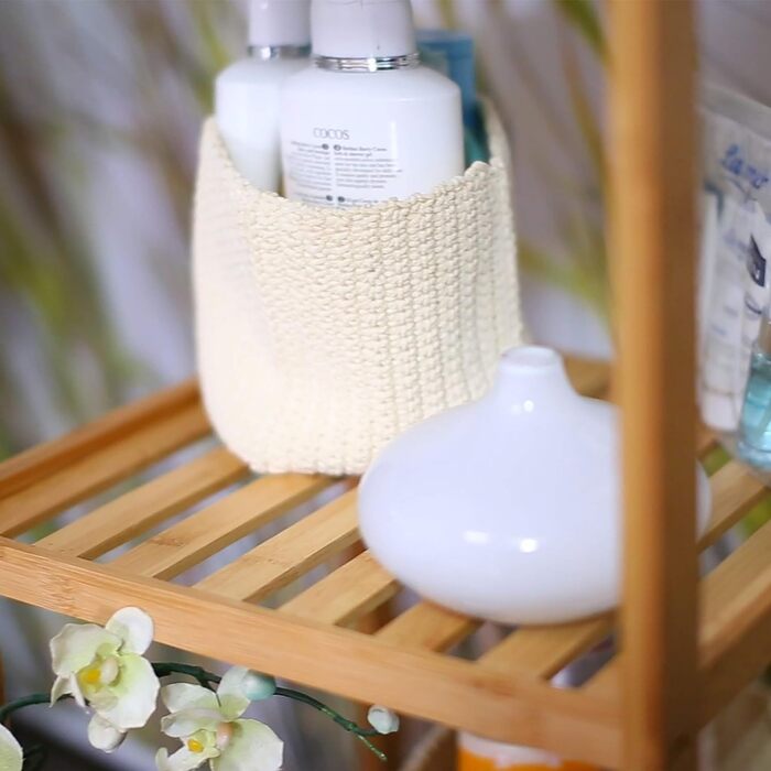 Полиця для ванної кімнати бамбукова з 3 полицями ВхД 79 х 33 х 33 см Шикарна стояча полиця з натурального дерева Бамбукова полиця