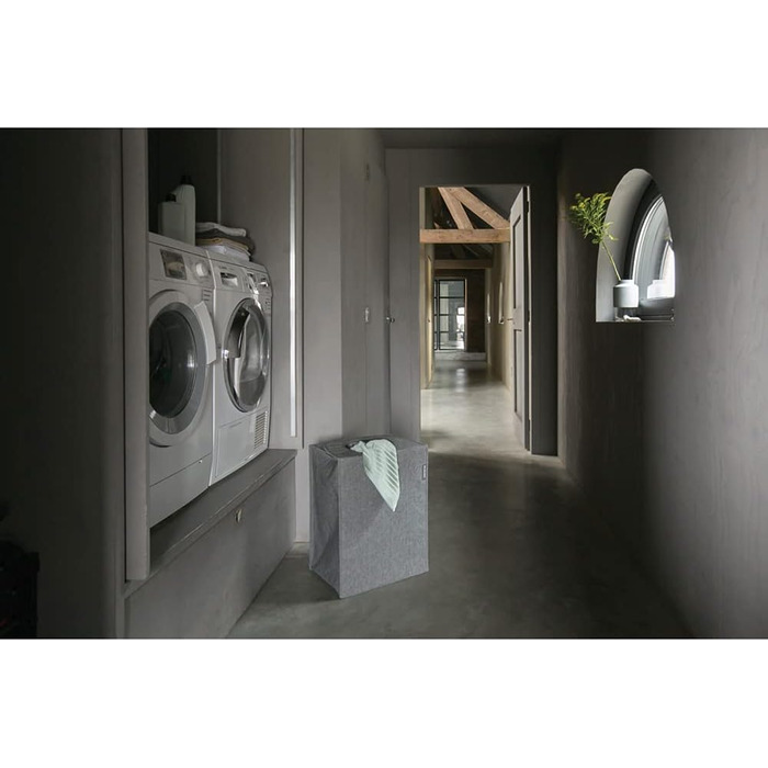 Мішок для білизни - Швидке відкриття - Міцний текстильний мішок - Економія місця - Кришка складається, утворюючи ручки - Легке спорожнення - Pepper Black - 55 L - 29,5 x 54,0 x 50,5 см