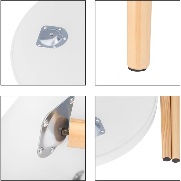 Невеликий круглий бічний столик, журнальний столик, підставка для рослин, тумбочка, масив дерева, скандинавський дизайн, білий, 50 x 44 см (діаметр x висота), TS143ws