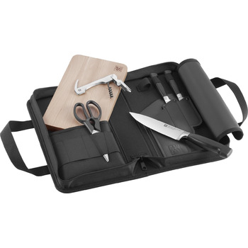 Набір ножів ZWILLING Four Star Traveller Set/Knife Set із 7 предметів для кемпінгу, набір із 3 ножів, обробна дошка, ніж офіціанта, ножиці та сумка для перенесення