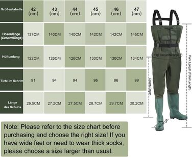 Вейдерси з нейлону 70 деньє, рибальські вейдерси з ПВХ, водонепроникні вейдерси для ставка з гумовими чобітьми, поясом, кишенями та одним вільним гачком, підходять для риболовлі, полювання, миття автомобілів, сільськогосподарських робіт, розмір 42, зелені