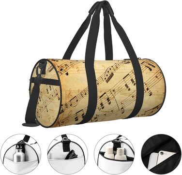 Спортивна сумка-мішок для подорожей з нотним принтом, чорна, універсальний розмір, дорожня сумка