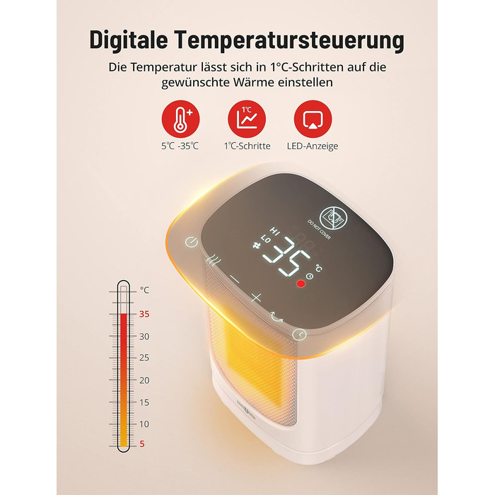 Енергозберігаючий вентилятор Paris Rhne, міні-вентиляторний обігрівач потужністю 2000 Вт з автоматичним коливанням, термостатом, 12-годинним таймером, коливаннями 70 для ванної кімнати, спальні, офісу, білий