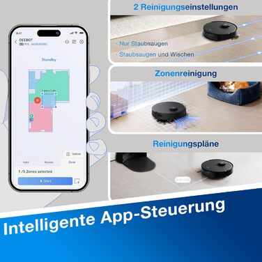 Робот-пилосос ECOVACS DEEBOT N20 PRO Plus з функцією миття підлоги, автоматичною станцією спорожнення, силою всмоктування 8000 Па,