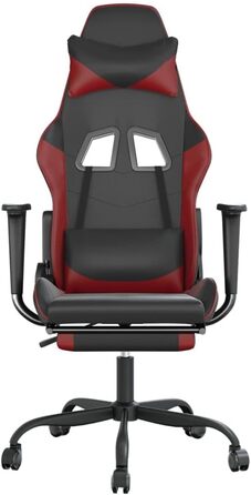 Ігрове крісло Tidyard з масажем та підставкою для ніг, гоночне ігрове крісло, ергономічне ігрове крісло, ігрове крісло для ПК, штучна шкіра чорного/винно-червоного кольору