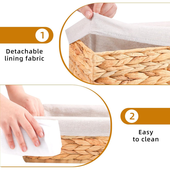 Плетений кошик для зберігання OUTBROS, кошик-органайзер для полиць, кошики для зберігання туалетного паперу, декоративна коробка з підкладкою, 2 шт., водяний гіацинт