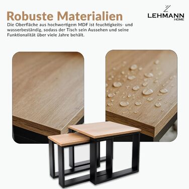 Дерев&39яний стіл для вітальні LEHMANN, комплект журнальних столиків із 2 шт. у 2 розмірах, дерев&39яний приставний столик, стіл для вітальні для дивана з чорним каркасом та дерев&39яною стільницею, комплект приставних столиків для вітальні, простий сучас