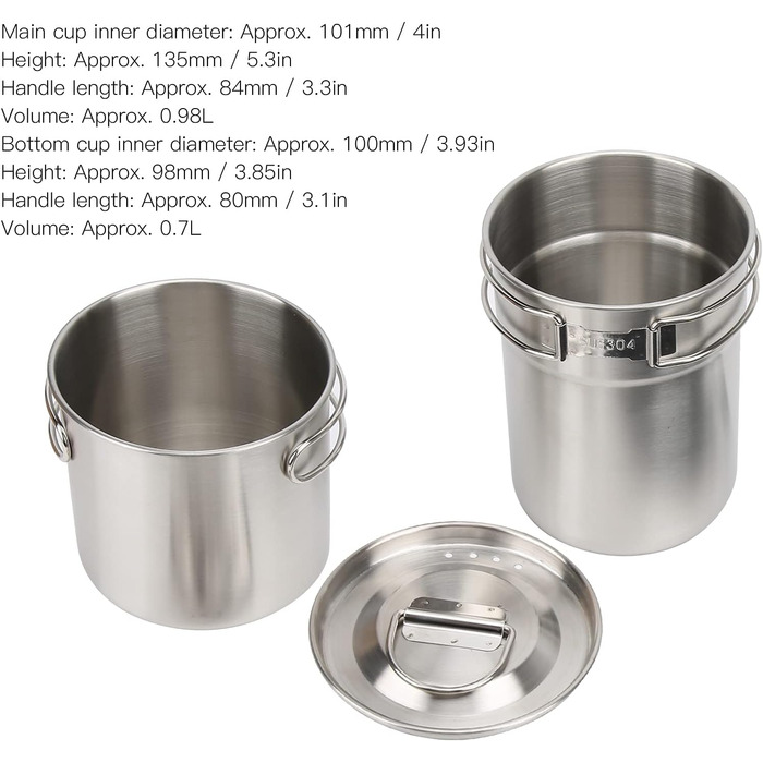 Складана кемпінгова чашка/кухоль/кемпінговий горщик, 2 шт. зовнішня пляшка/чашка з нержавіючої сталі/легкий кемпінговий горщик/рюкзачний посуд