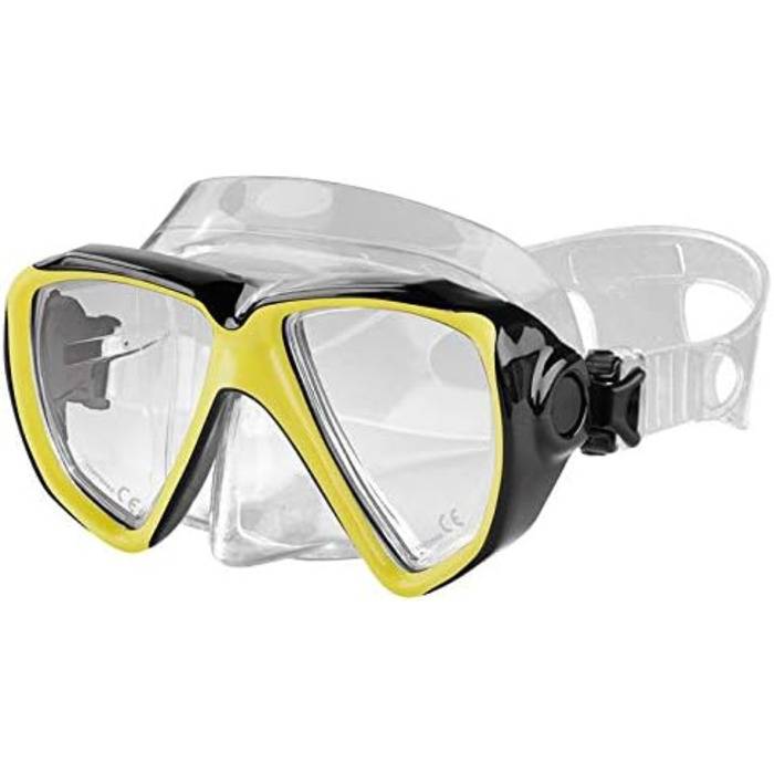 Професійний набір для дайвінгу та сноркелінгу Crivit, повний комплект, маска для дайвінгу, трубка з вбудованим сигнальним свистком та ластами, розмір M, жовтий