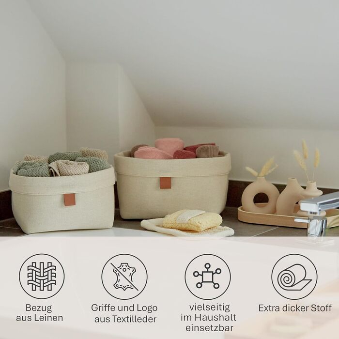 Набір кошиків для зберігання LOVE IT STORE IT, 2 шт. - Тканинні кошики для декору ванної кімнати та дитячої кімнати - Бежевий - Набір з 2 шт., 2 розміри