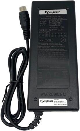 Блок живлення PowerSmart 42V 2A для зарядного пристрою SANS SSLC084V42, підходить для літій-іонних акумуляторів 36V, з роз&39ємом RCA 10,5 мм