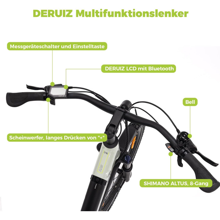 Електровелосипед DERUIZ Quartz SUV 27,5 дюймів з акумулятором 644 Втгод, двигуном 250 Вт 55 Нм, гідравлічними гальмами, 8-швидкісним перемикачем швидкостей, розміром рами 46 см, електричний велосипед для бездоріжжя та міста для чоловіків та жінок, максима