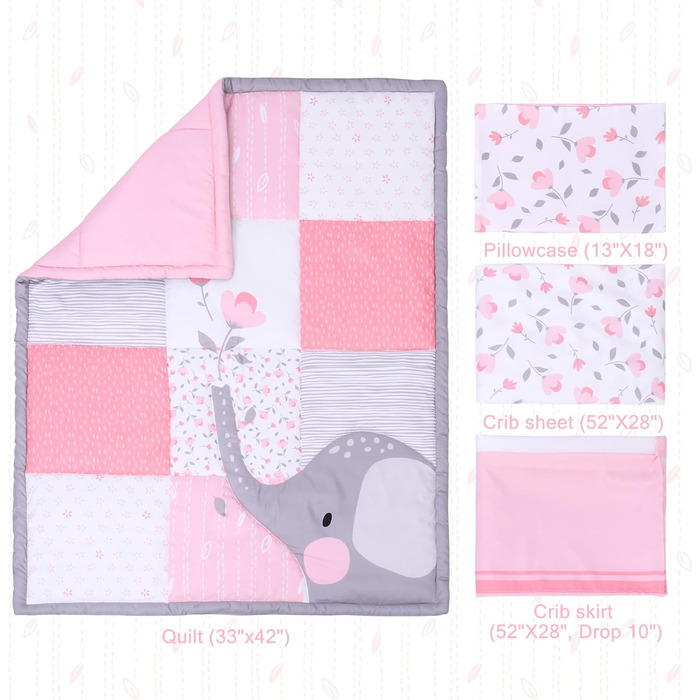 Комплект постільної білизни в дитяче ліжечко JISEN з 4-х предметів для дівчаток і хлопчиків, м'який дитячий комплект постільної бі